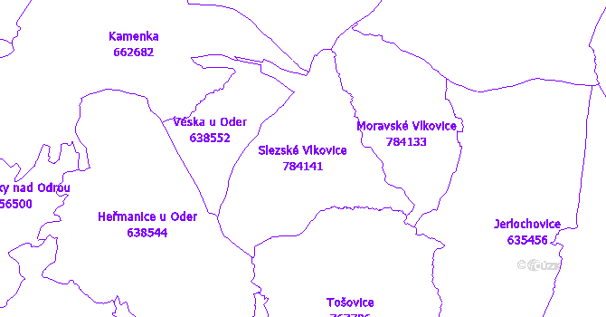 Katastrální mapa Slezské Vlkovice - přehledová mapa katastrálního území