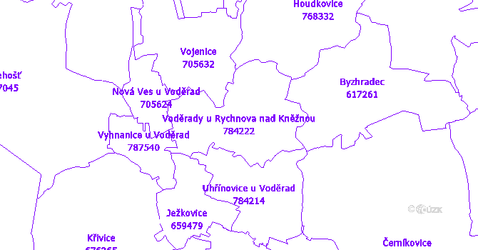 Katastrální mapa Voděrady u Rychnova nad Kněžnou