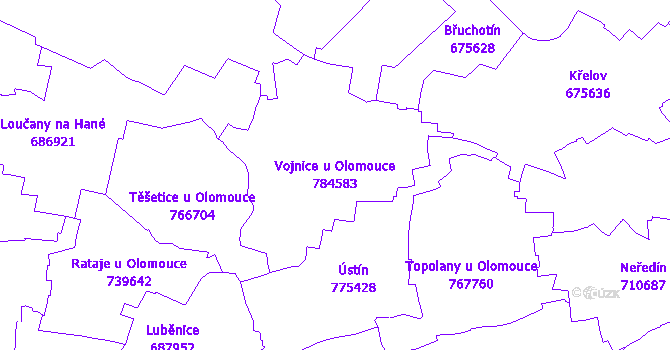 Katastrální mapa Vojnice u Olomouce