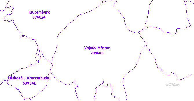 Katastrální mapa Vojnův Městec - přehledová mapa katastrálního území