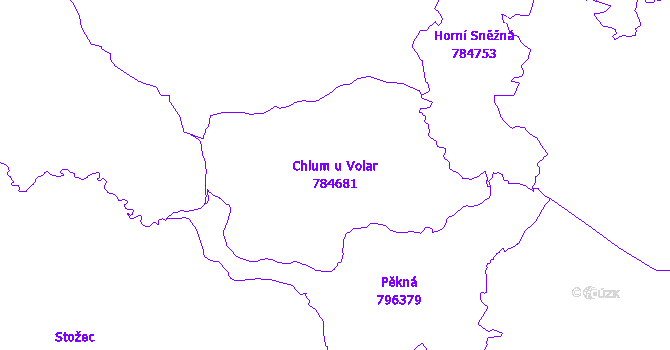 Katastrální mapa Chlum u Volar - přehledová mapa katastrálního území