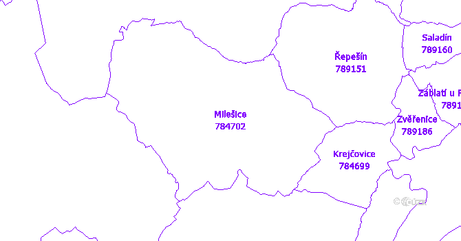 Katastrální mapa Milešice