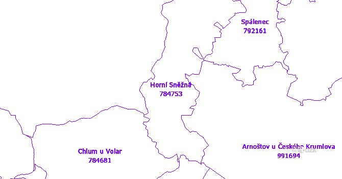 Katastrální mapa Horní Sněžná - přehledová mapa katastrálního území
