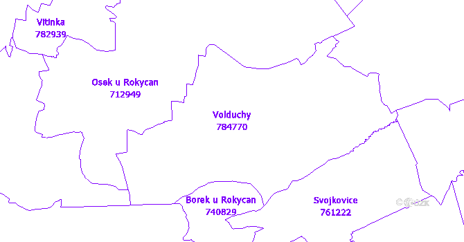 Katastrální mapa Volduchy - přehledová mapa katastrálního území