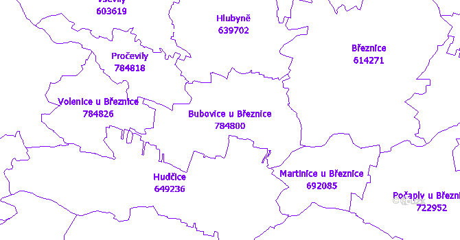 Katastrální mapa Bubovice u Březnice - přehledová mapa katastrálního území