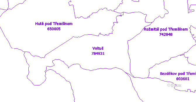 Katastrální mapa Voltuš - přehledová mapa katastrálního území