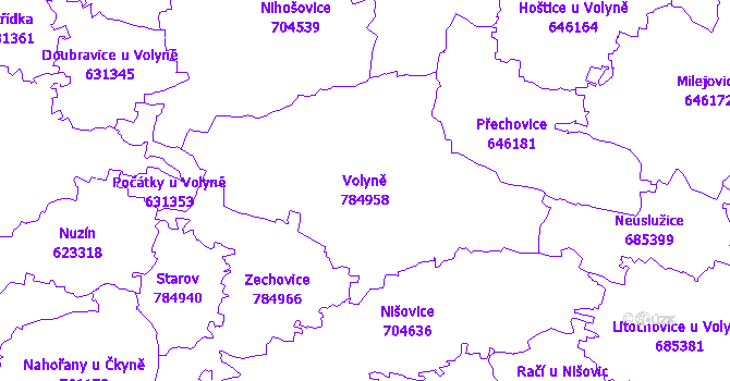 Katastrální mapa Volyně