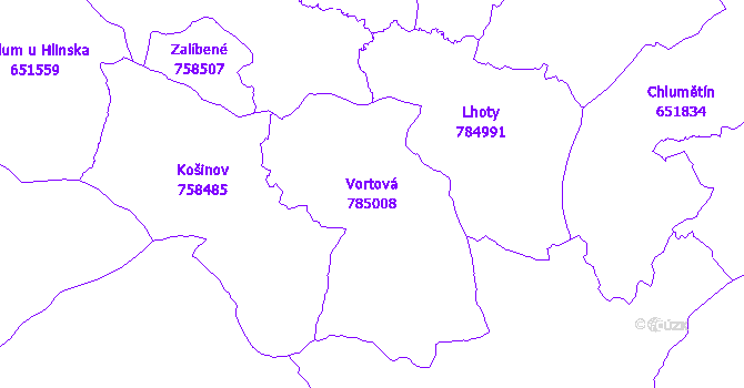 Katastrální mapa Vortová - přehledová mapa katastrálního území