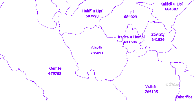 Katastrální mapa Slavče