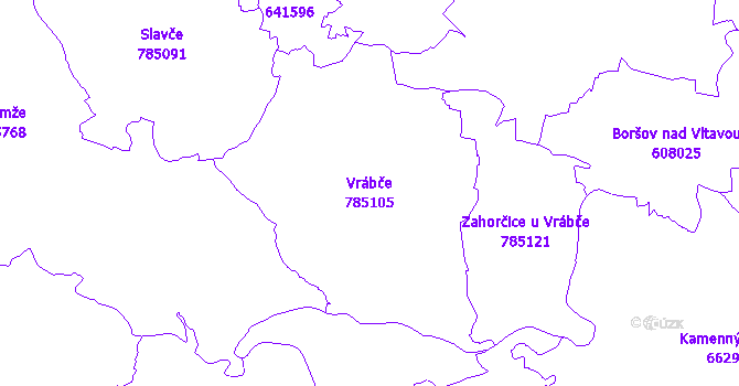 Katastrální mapa Vrábče - přehledová mapa katastrálního území