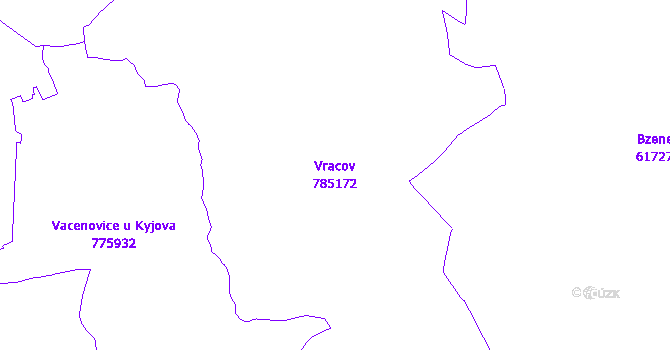 Katastrální mapa Vracov - přehledová mapa katastrálního území