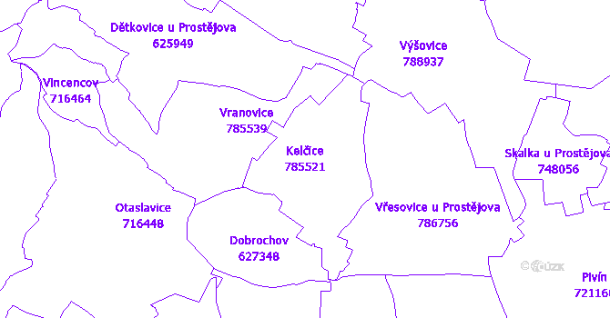 Katastrální mapa Kelčice