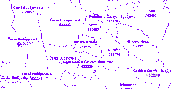 Katastrální mapa Hlinsko u Vráta - přehledová mapa katastrálního území