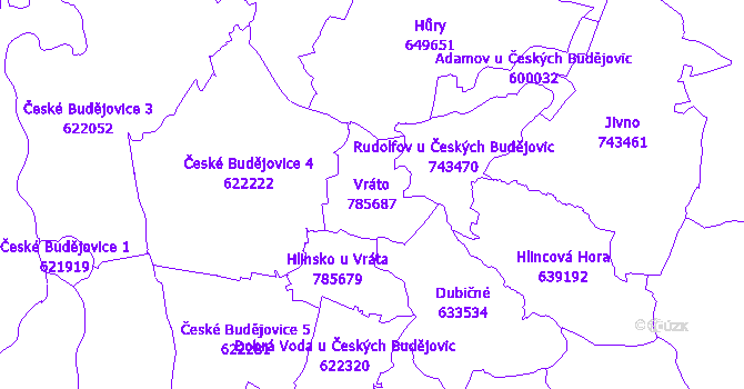 Katastrální mapa Vráto - přehledová mapa katastrálního území