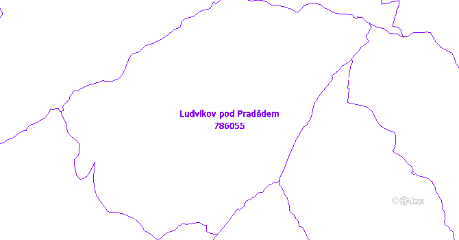 Katastrální mapa Ludvíkov pod Pradědem - přehledová mapa katastrálního území