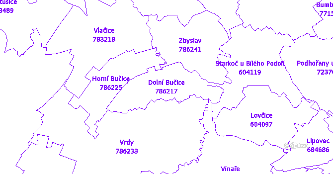 Katastrální mapa Dolní Bučice