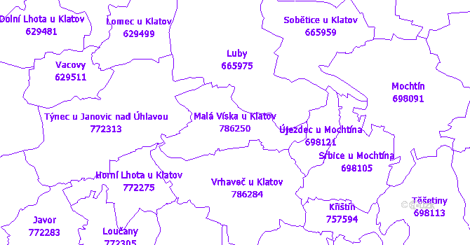 Katastrální mapa Malá Víska u Klatov - přehledová mapa katastrálního území
