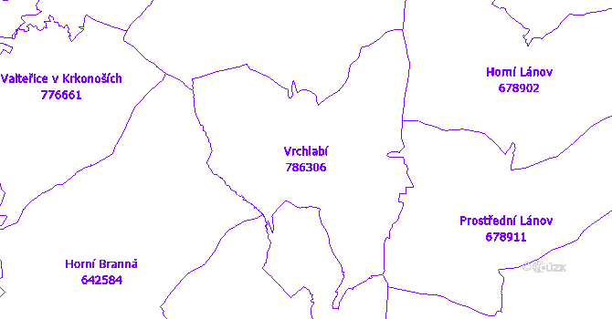 Katastrální mapa Vrchlabí - přehledová mapa katastrálního území