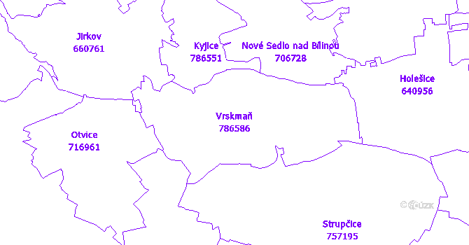 Katastrální mapa Vrskmaň - přehledová mapa katastrálního území