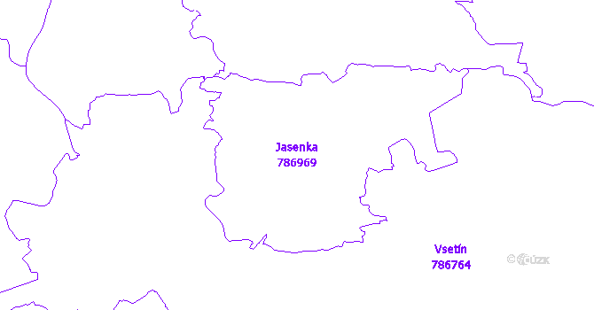 Katastrální mapa Jasenka - přehledová mapa katastrálního území