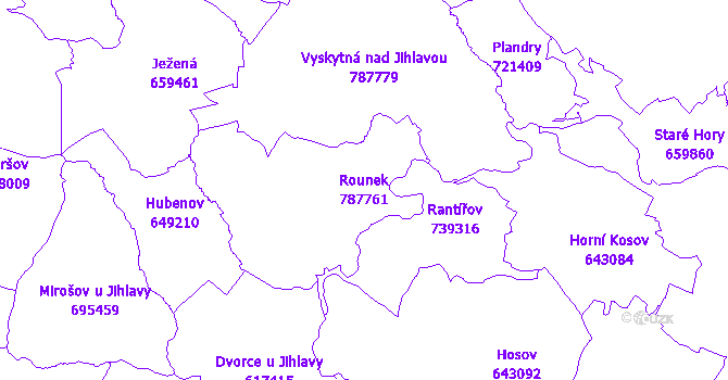 Katastrální mapa Rounek