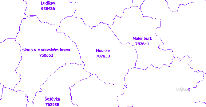 Katastrální mapa Housko - přehledová mapa katastrálního území