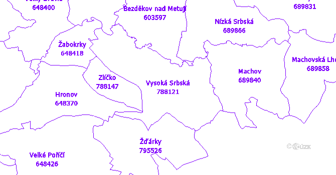 Katastrální mapa Vysoká Srbská