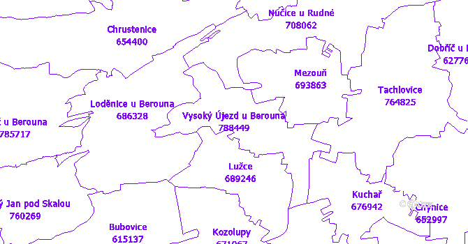 Katastrální mapa Vysoký Újezd u Berouna