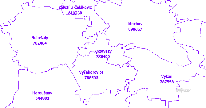 Katastrální mapa Kozovazy