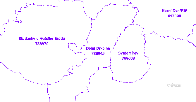 Katastrální mapa Dolní Drkolná