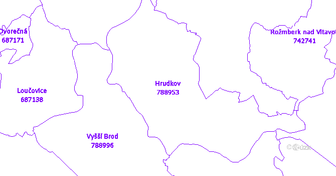 Katastrální mapa Hrudkov - přehledová mapa katastrálního území