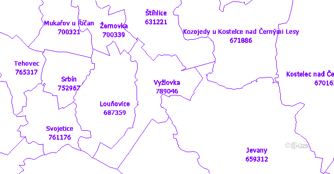 Katastrální mapa Vyžlovka - přehledová mapa katastrálního území