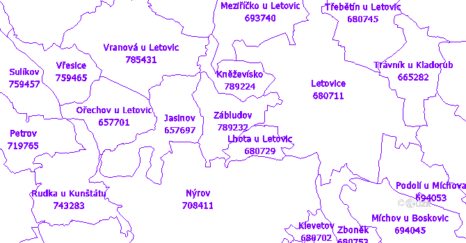 Katastrální mapa Zábludov