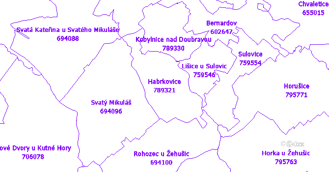Katastrální mapa Habrkovice