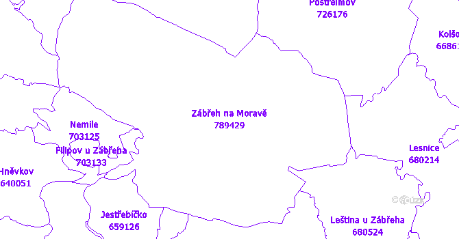 Katastrální mapa Zábřeh na Moravě - přehledová mapa katastrálního území
