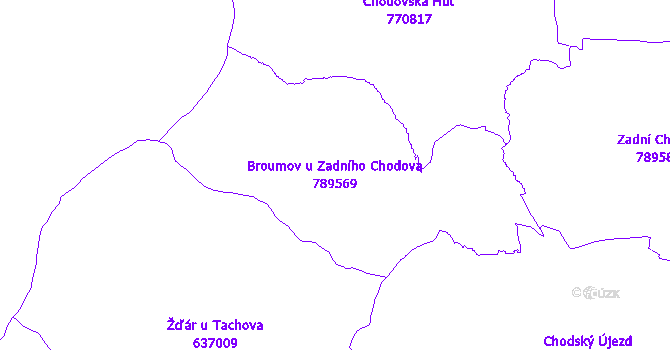 Katastrální mapa Broumov u Zadního Chodova - přehledová mapa katastrálního území