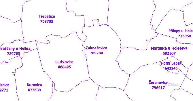 Katastrální mapa Zahnašovice