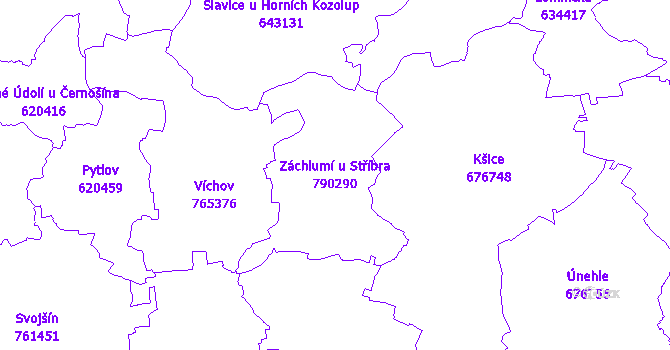 Katastrální mapa Záchlumí u Stříbra - přehledová mapa katastrálního území