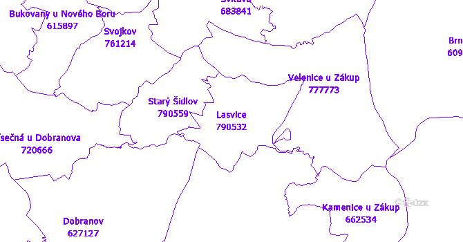 Katastrální mapa Lasvice