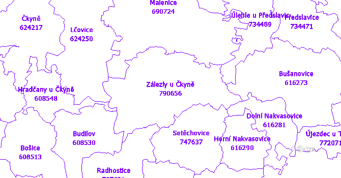 Katastrální mapa Zálezly u Čkyně