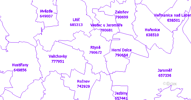 Katastrální mapa Rtyně