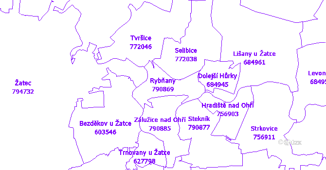 Katastrální mapa Rybňany