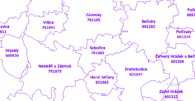 Katastrální mapa Sobočice