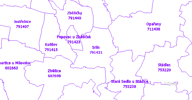 Katastrální mapa Srlín