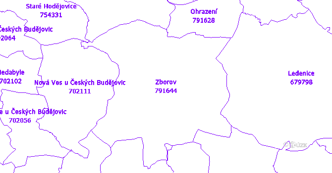 Katastrální mapa Zborov - přehledová mapa katastrálního území