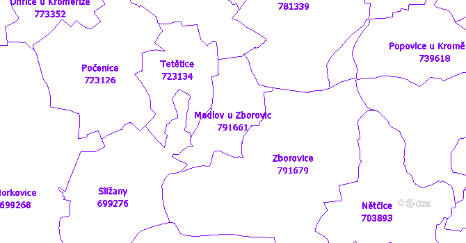 Katastrální mapa Medlov u Zborovic - přehledová mapa katastrálního území