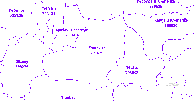 Katastrální mapa Zborovice