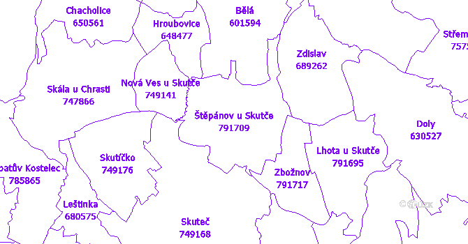 Katastrální mapa Štěpánov u Skutče