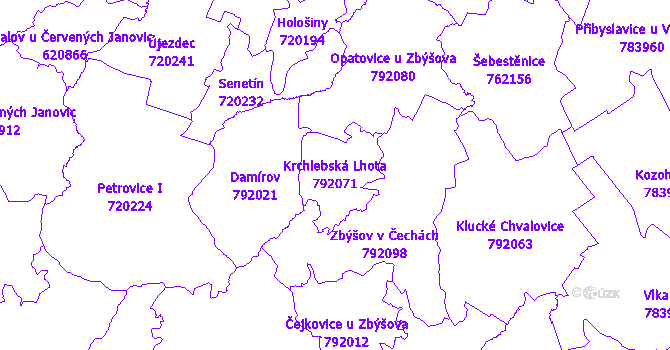 Katastrální mapa Krchlebská Lhota - přehledová mapa katastrálního území