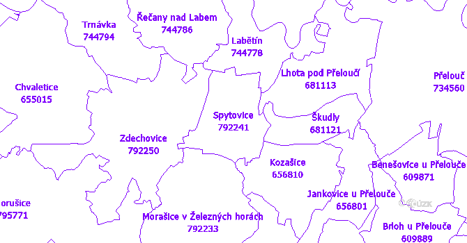 Katastrální mapa Spytovice